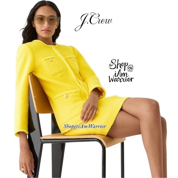 J.Crew canary yellow boucle lady jacket + matching mini skirt *shop@iamwarrior - Picture 3 of 16